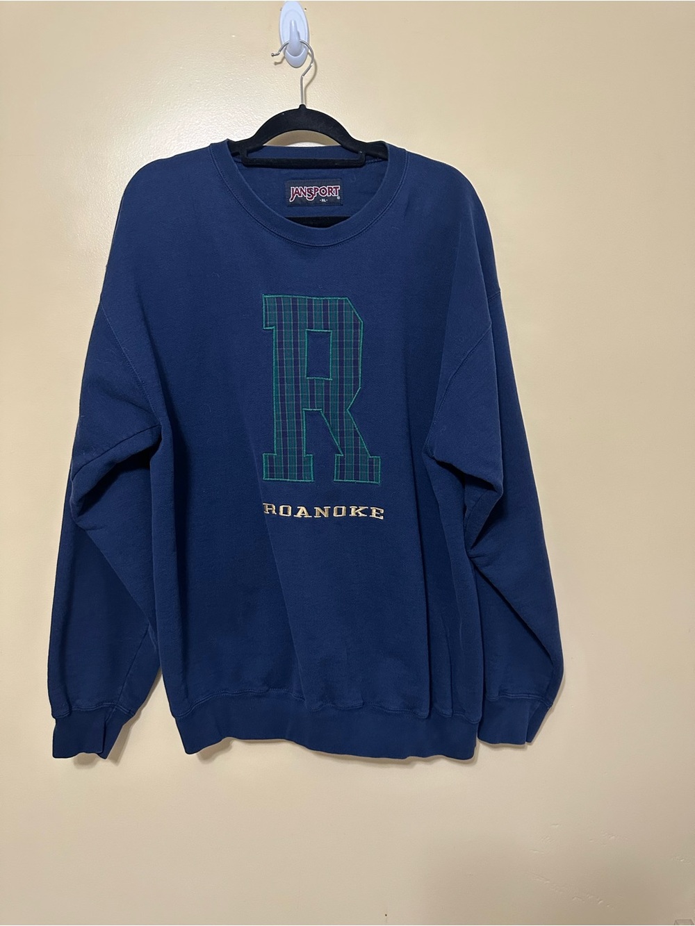 Vintage Roanoke College Jansport Heavyweight Sweater Men XL Navy Embroidered
